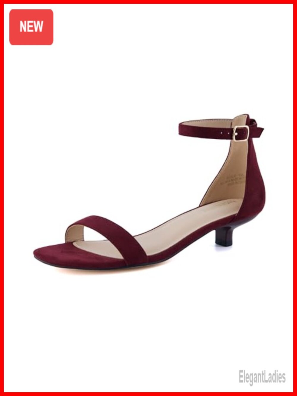 Kitten Heel Dress Sandal Faux Suede Cushioned Ankle Strap